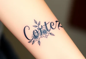 The name Cortez with flowers tattoo idea