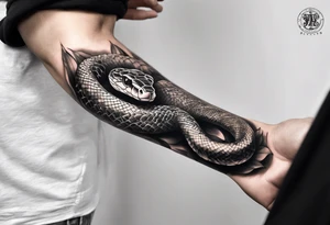 a tattoo of a writhing snake on a forearm tattoo idea