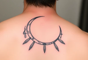 waxing crescent, bullets, music tattoo idea