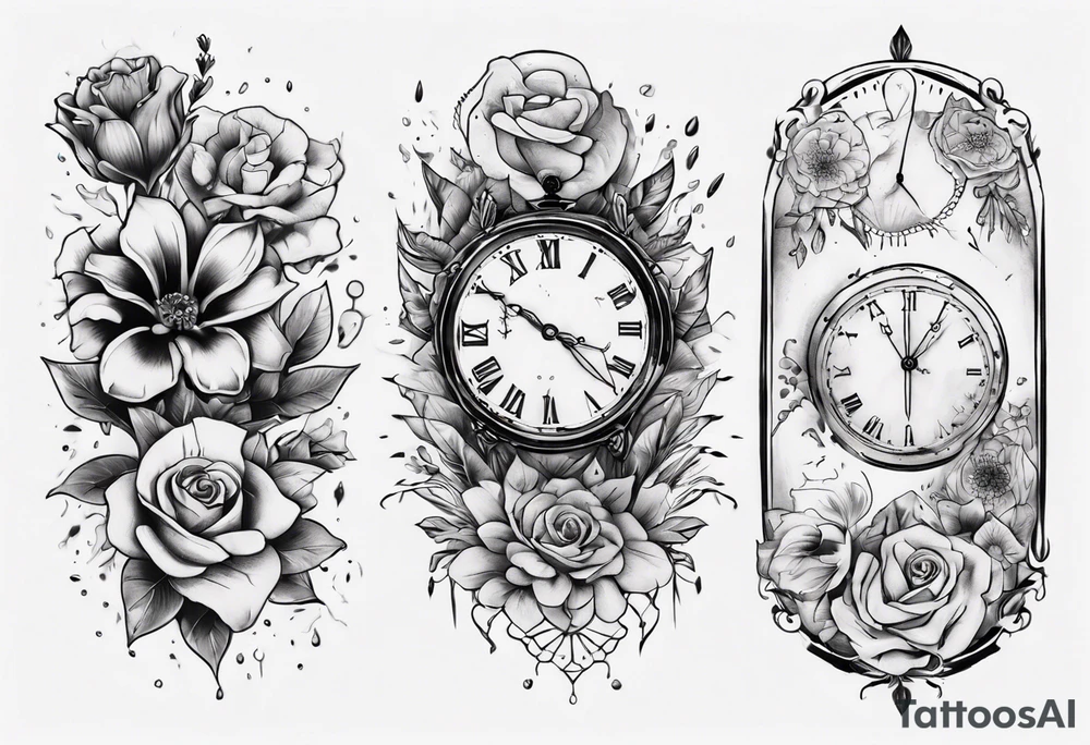 RELOJ DE ARENA CON FLORES tattoo idea