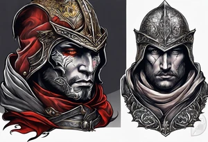 a beggar half suited in knights armor tattoo idea