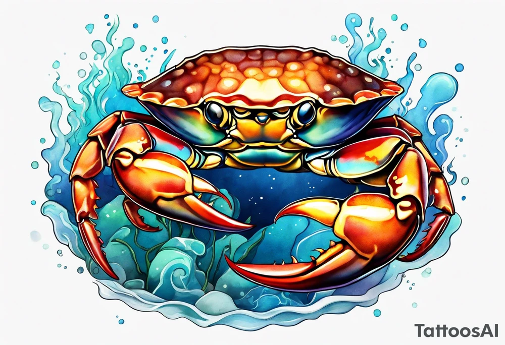 Crab and fish tattoo idea