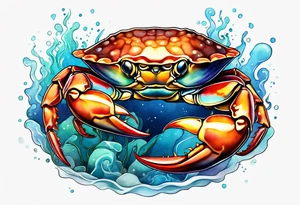 Crab and fish tattoo idea