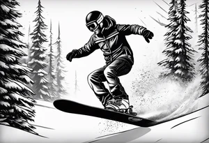 i want a tattoo that encapsulates snowboarding in a fine line american tattoo style tattoo idea