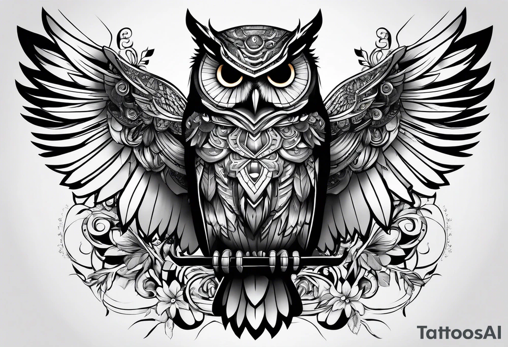 robotic owl tattoo idea
