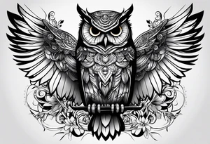 robotic owl tattoo idea