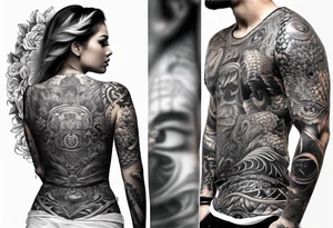 full body tattoo on the back from top to bottom tattoo idea