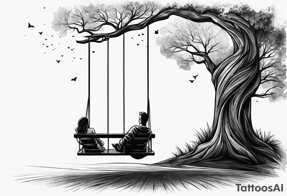 Father son mother swing tattoo idea