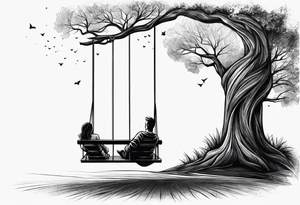 Father son mother swing tattoo idea