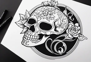 black and white skeleton tattoo idea