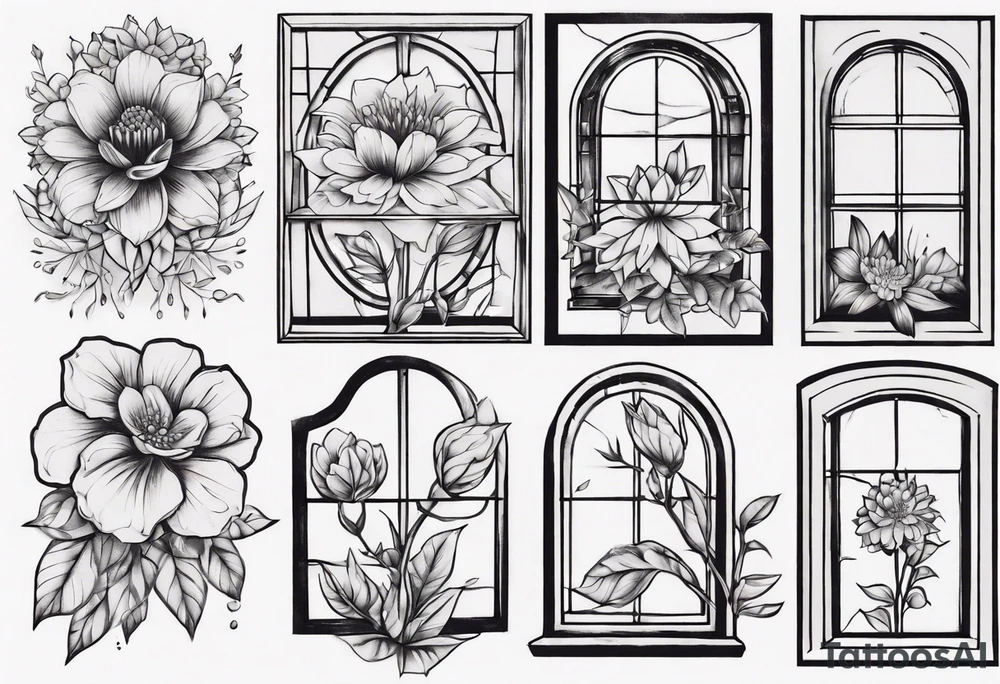 flower in a window tattoo idea