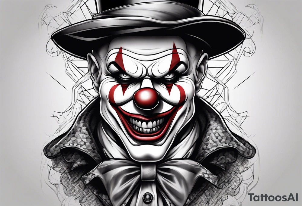 Evil clown gangster tattoo idea