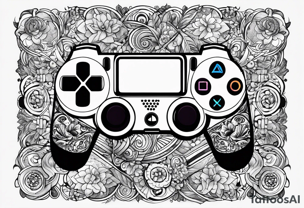 playstation buttons, stylish with no colors, simple tattoo idea