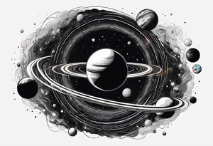 Planets orbiting a supermassive black hole. tattoo idea