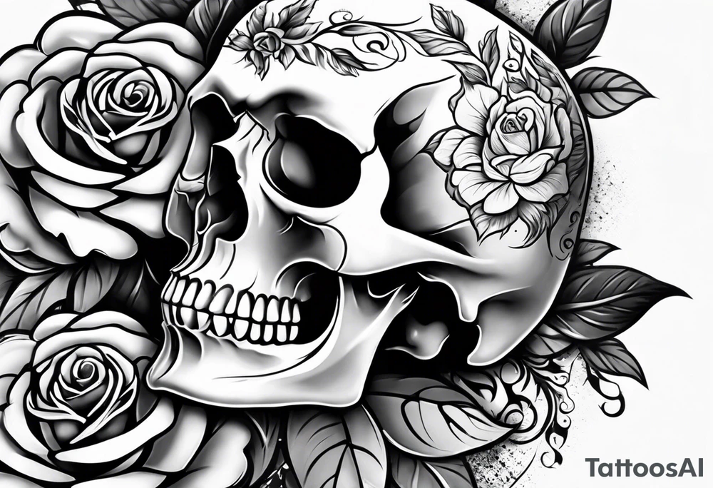 black upper arm sleeve skull rose tattoo idea black upper arm sleeve skull rose tattoo idea
