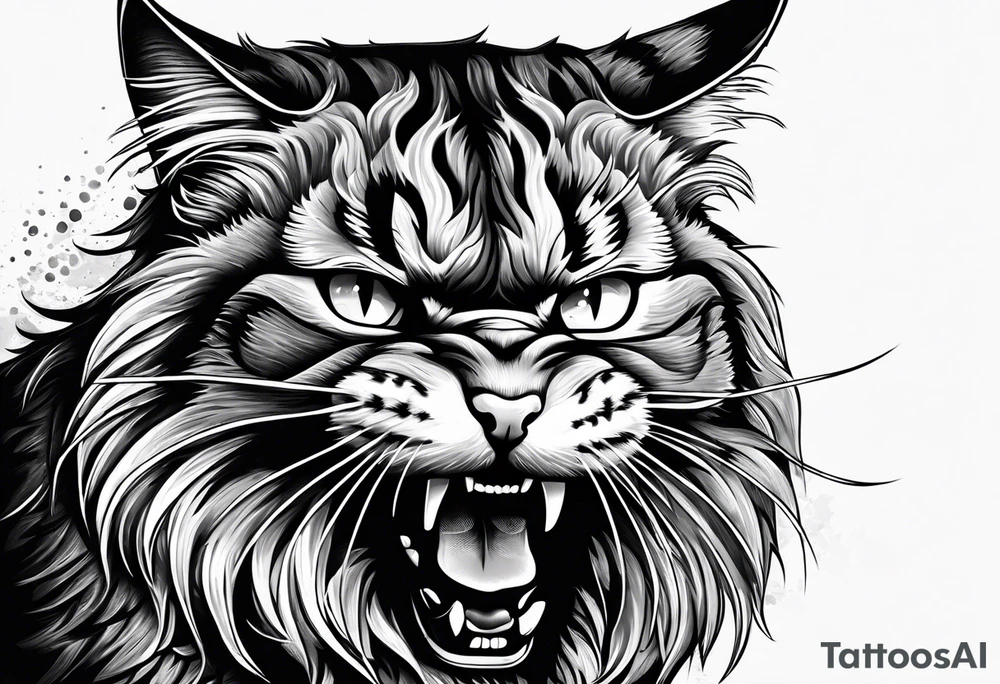angry cat tattoo idea