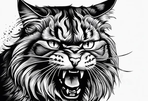 angry cat tattoo idea