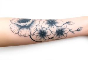 Poppy and Narcissus  flowers on forearm tattoo idea