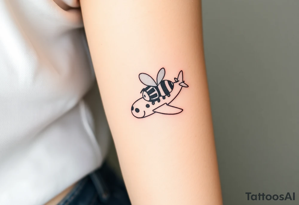 airplane with a bee flying with it tattoo idea