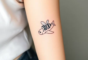 airplane with a bee flying with it tattoo idea