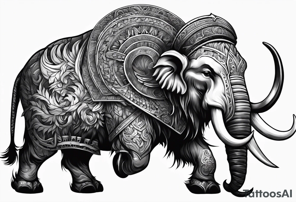 berserk strong mammoth head centerpiece tattoo idea