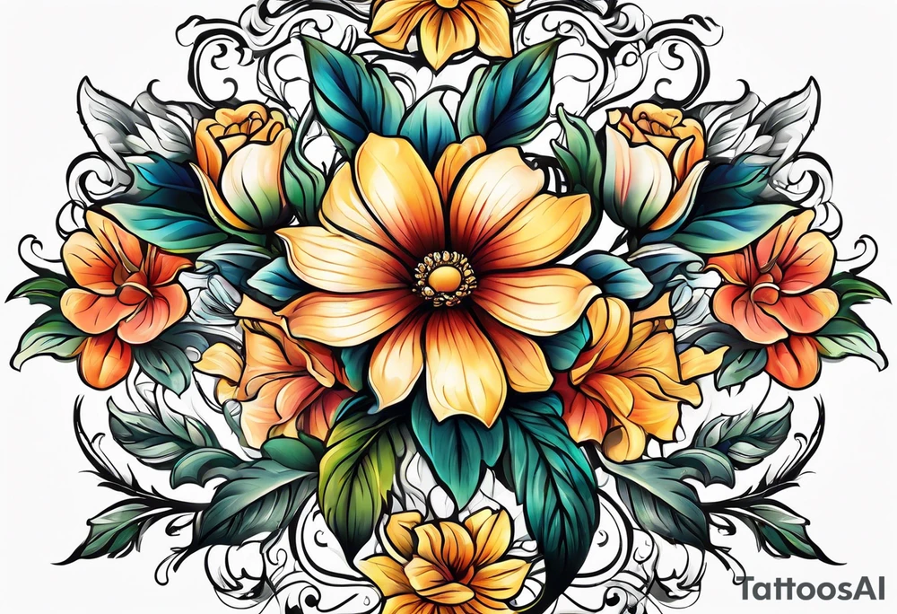 flower, cross tattoo idea