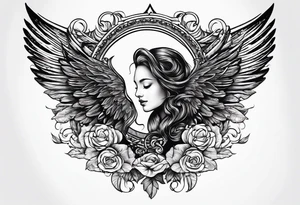 The word Glenn on a banner with angel wings tattoo idea