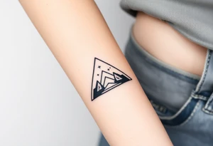 Geometric small triangle about different paths in life merge together and become stronger while being psychedelic and trippy make it fine thin lines tattoo idea