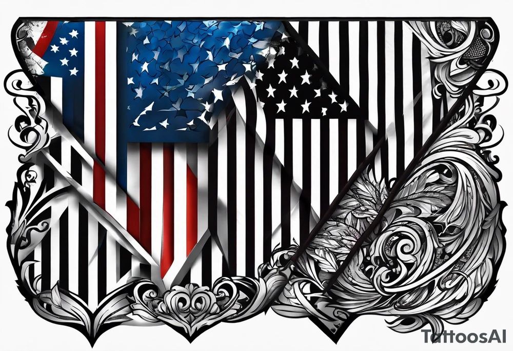 american flag leg sleeve tattoo idea