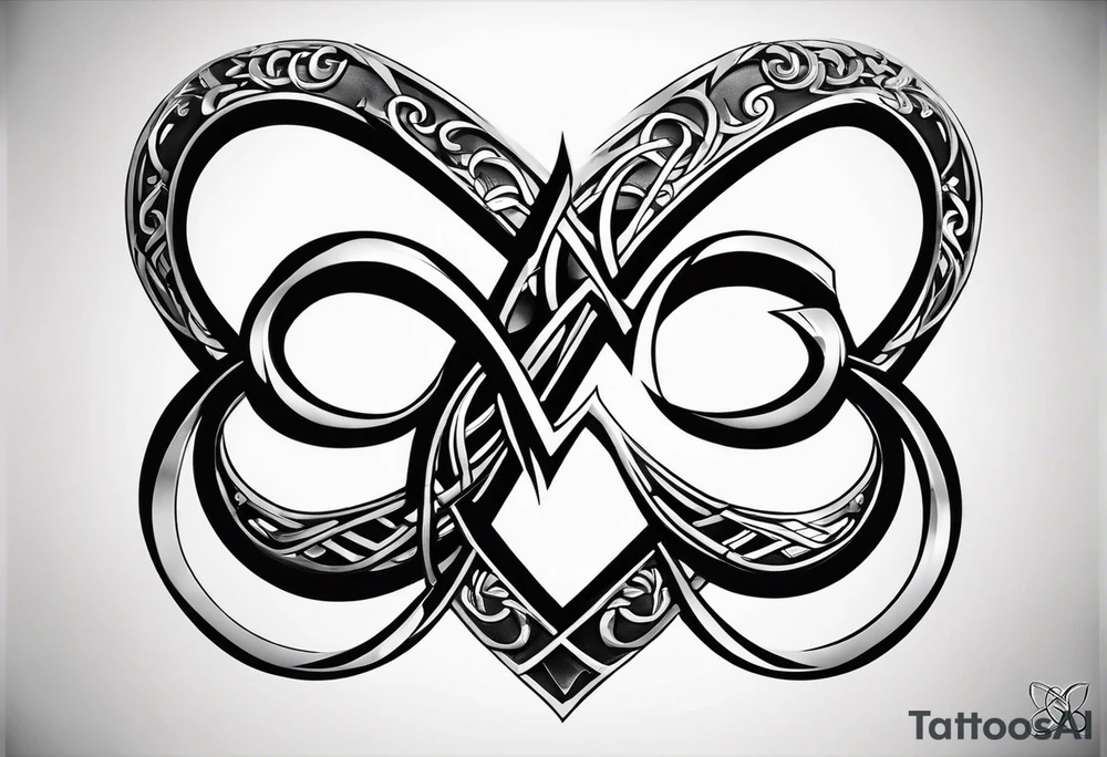 Infinity Symbol with Initials: Incorporate the infinity symbol, with the couple’s initials intertwined within the loop. This design can be exclusively in black or with a touch of red on the initials. tattoo idea