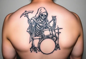 grim reaper playing the drums tattoo idea