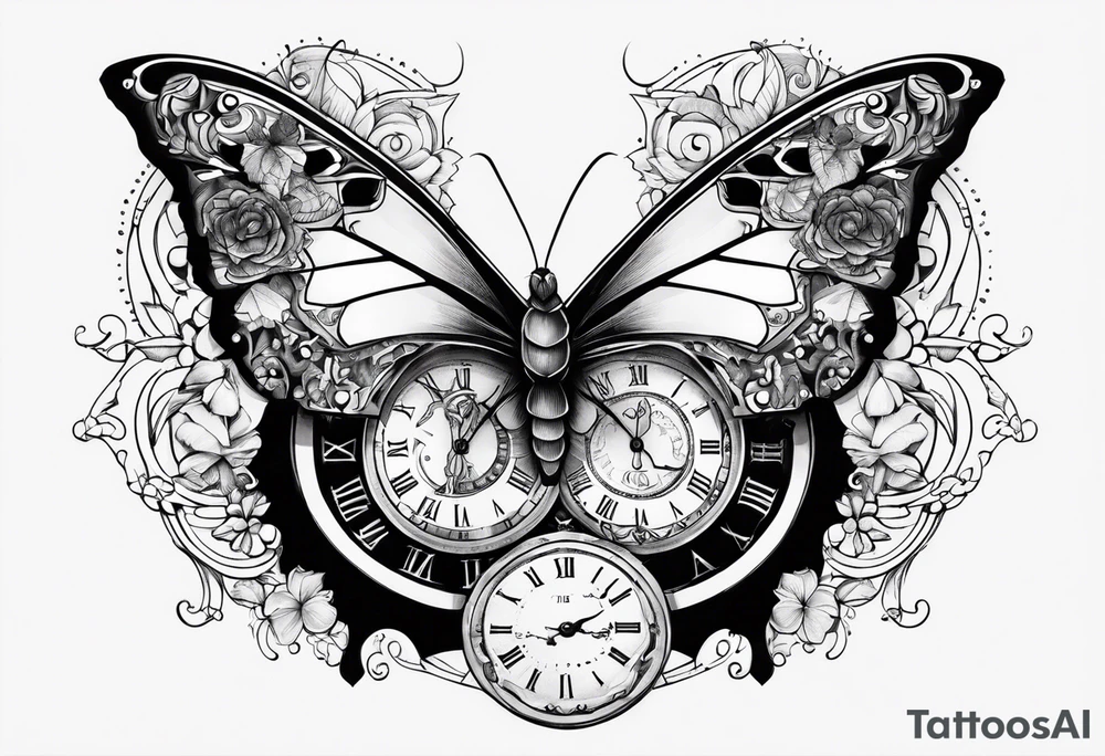 Half butterfly, half clock, with a cardinal tattoo idea