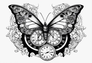 Half butterfly, half clock, with a cardinal tattoo idea