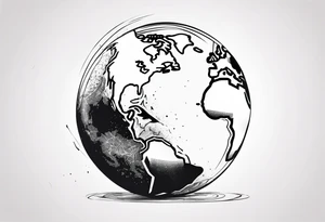 sphere shattering with world map tattoo idea