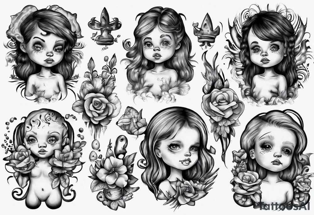 tattoo with names of kids, the names are Chris André, he is a boy and he is born 23. April 2016, and the other kid is named Emilie, she is a girl and is born 27. march 2021. tattoo idea