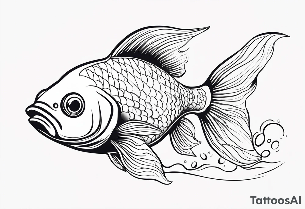 Create a subtle tattoo of a goldfish leaping out of water, highlighting its vibrant fins and dynamic movement.” tattoo idea