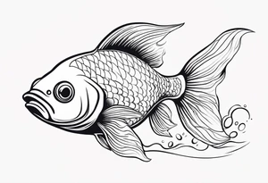 Create a subtle tattoo of a goldfish leaping out of water, highlighting its vibrant fins and dynamic movement.” tattoo idea