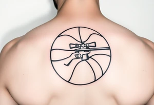 A basketball with a sniper scope inside tattoo idea