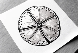 sand dollar 
watercolor
light gray

draw sand around it like it's washed up on the beach.
the tattoo will go on the underside of my wrist. tattoo idea