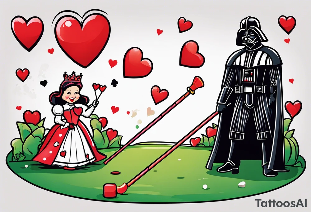 Darth Vader playing croquet with the queen of hearts tattoo idea