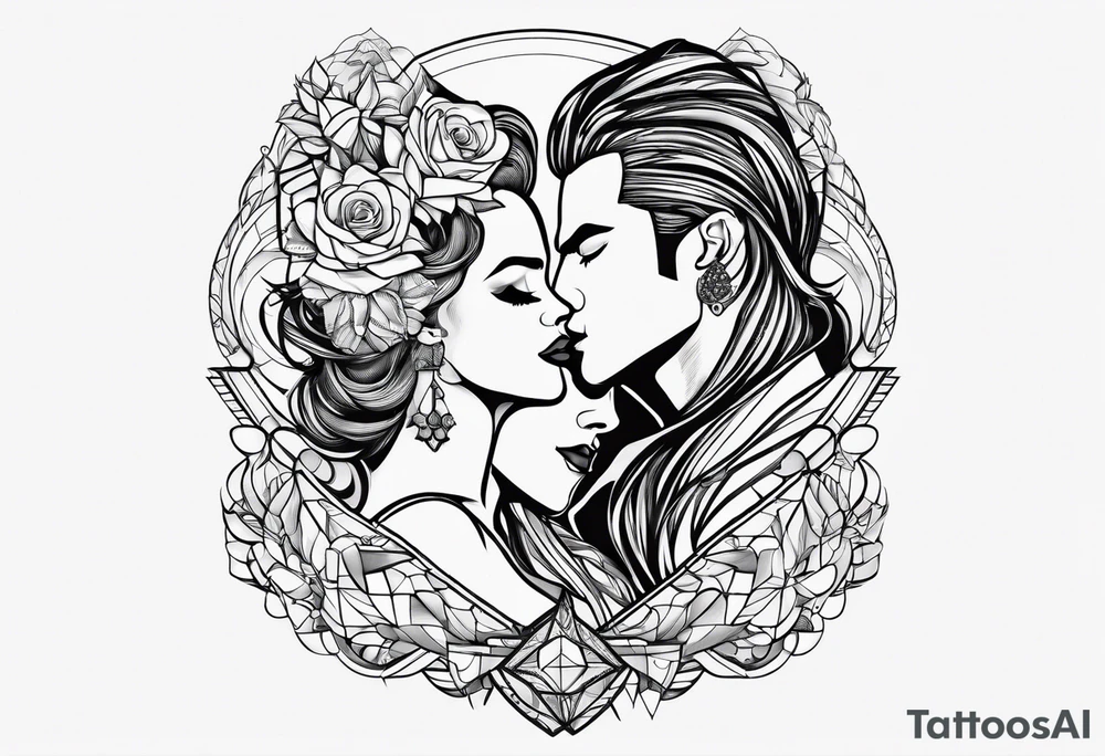 Two person kiss tattoo idea