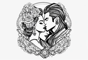 Two person kiss tattoo idea