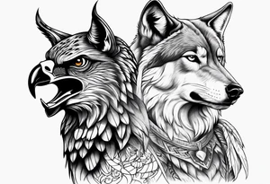 A Hawk and a Wolf tattoo idea