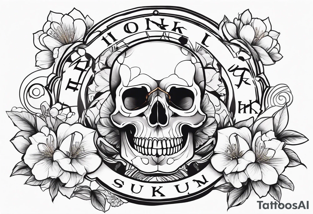 Hourglass skull Sakura tattoo idea