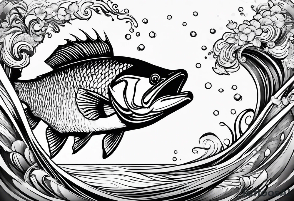 bass chasing fish tattoo idea