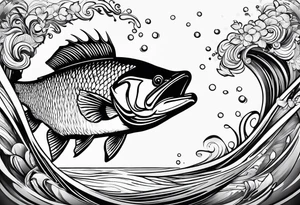 bass chasing fish tattoo idea