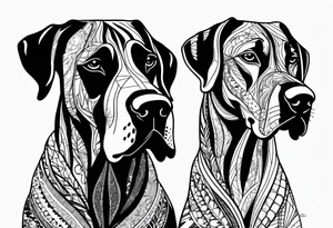 4 Great Dane heads together tattoo idea