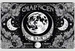 each phase of the moon in order under the moth, and the words "carpe noctem" above it in sans serif font tattoo idea