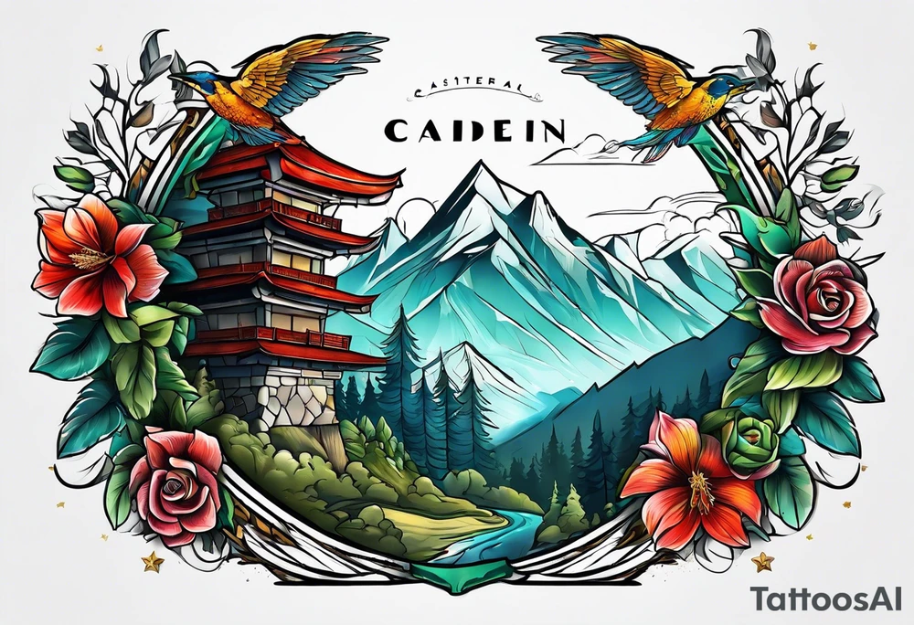 The name caiden on a mountain tattoo idea
