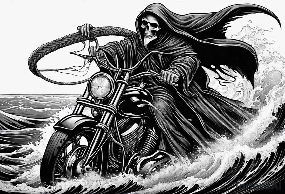 Grim reaper riding a ferry with a kraken underneath tattoo idea Grim reaper riding a ferry with a kraken underneath tattoo idea